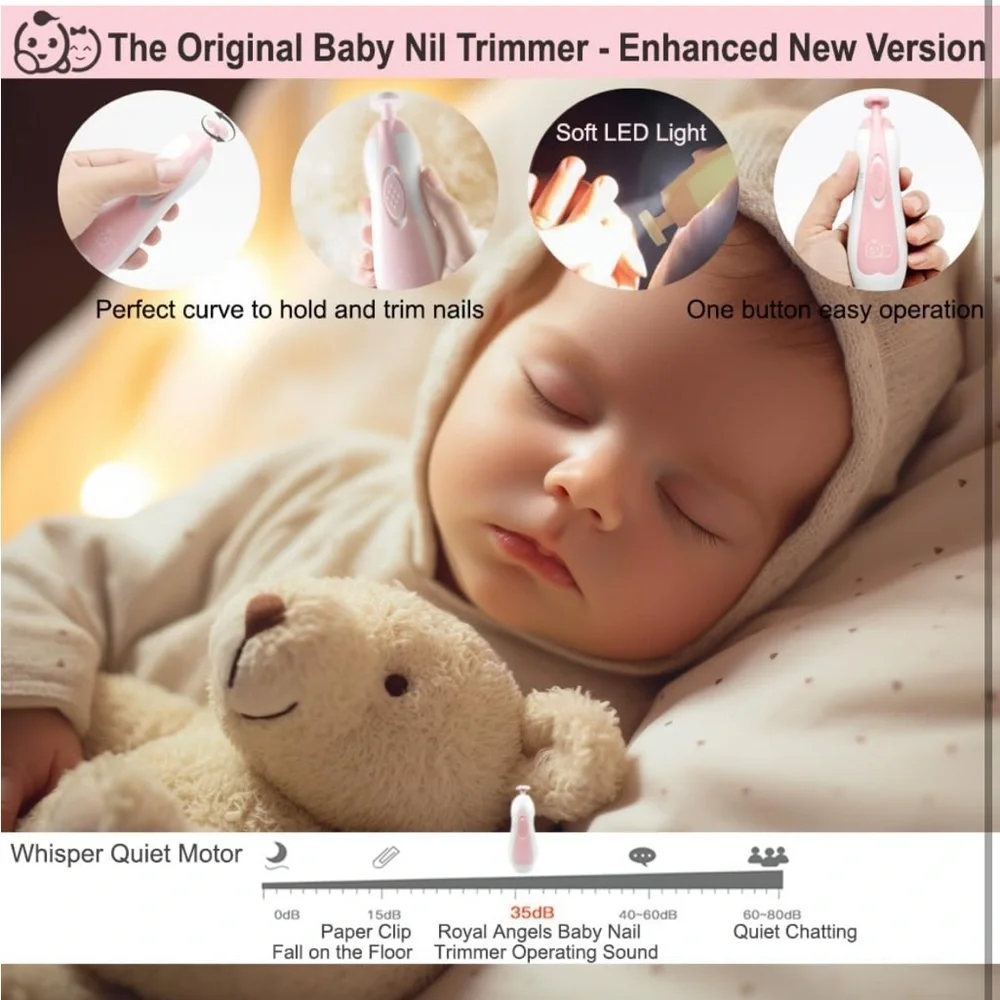 Baby Nail Trimmer 21 in 1, Usage Labeled Case & 13‎ Extra Replacement Tools,Pink